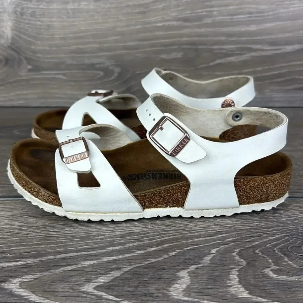 Birkenstock Rio Birko Flor White Leather Women’s Sz 3/EU 34 Slingback Sandals